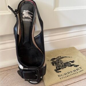 Burberry Black and White Slingback flats